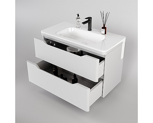Тумба под раковину Style Line Марелла 90 Люкс Plus СС-00002414 подвесная Белый глянец антискрейтч