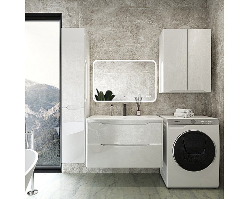 Тумба под раковину Style Line Марелла 90 Люкс Plus СС-00002414 подвесная Белый глянец антискрейтч