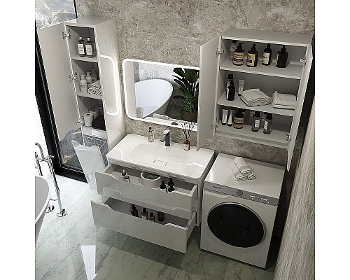 Тумба под раковину Style Line Марелла 90 Люкс Plus СС-00002414 подвесная Белый глянец антискрейтч