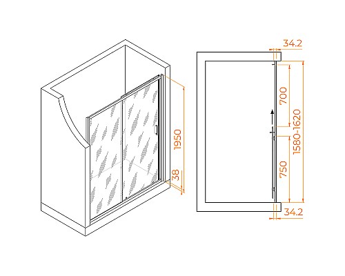 Душевая дверь RGW Passage PA-14Gr 160 41081416-110 профиль Серый стекло прозрачное