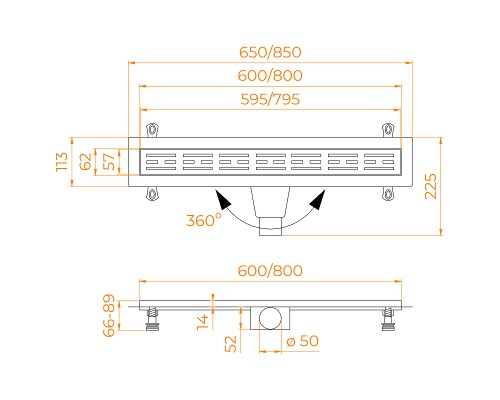 Душевой лоток RGW Drain Leo-20-80 60212080-01 с решеткой Хром