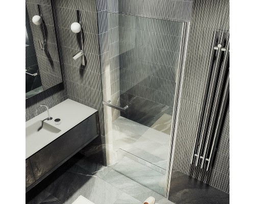 Душевая дверь Maybah Glass MGD-448-5 900x1980 на монопетле Хром матовый стекло прозрачное