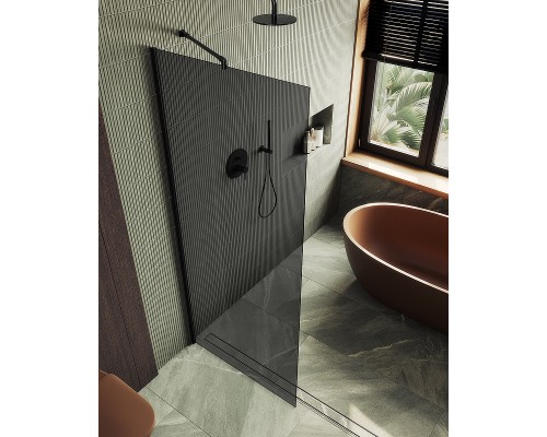 Душевая перегородка Maybah Glass MGD-698-6ш 790x1950 в широком профиле Черный стекло графитовое