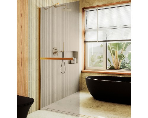 Душевая перегородка Maybah Glass MGD-727-3ш 790x1950 в широком профиле Золото стекло бронзовое