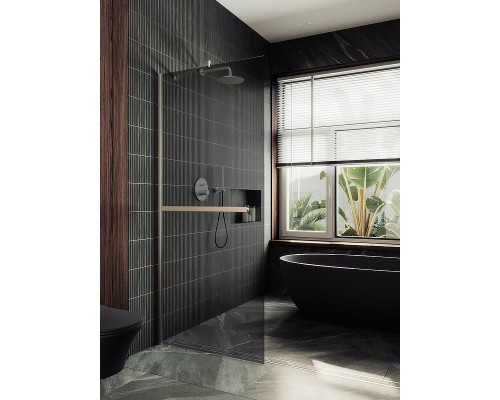 Душевая перегородка Maybah Glass MGD-729-5ш 790x1950 в широком профиле Хром матовый стекло графитовое