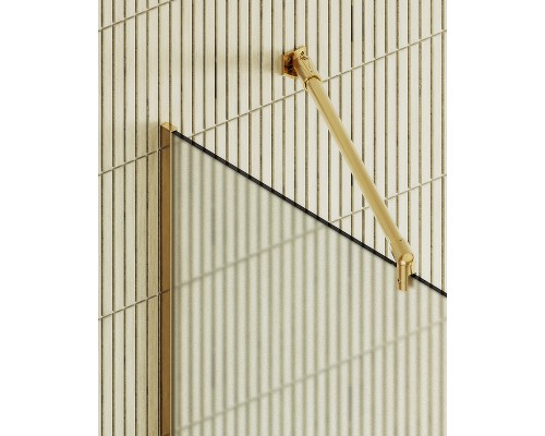 Душевая перегородка Maybah Glass 790x1950 в узком профиле Золото стекло сатиновое