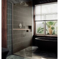 Душевая перегородка Maybah Glass 790x1950 в узком профиле Хром матовый стекло бронзовое матовое