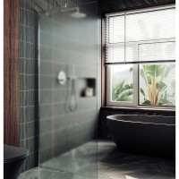 Душевая перегородка Maybah Glass 890x1950 в широком профиле Хром матовый стекло сатиновое