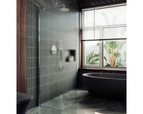 Душевая перегородка Maybah Glass 890x1950 в широком профиле Хром матовый стекло сатиновое