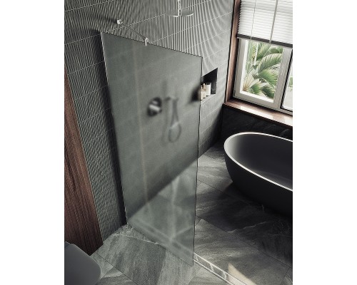Душевая перегородка Maybah Glass 890x1950 в широком профиле Хром матовый стекло сатиновое