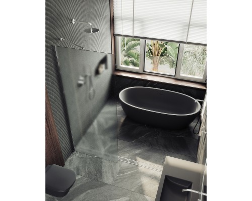 Душевая перегородка Maybah Glass 890x1950 в широком профиле Хром матовый стекло сатиновое