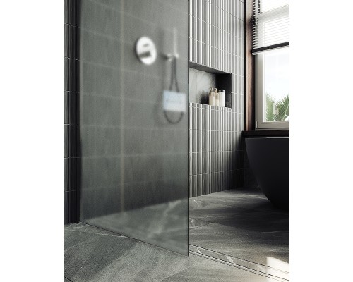 Душевая перегородка Maybah Glass 890x1950 в широком профиле Хром матовый стекло сатиновое