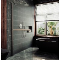 Душевая перегородка Maybah Glass 890x1950 в широком профиле Хром матовый стекло сатиновое