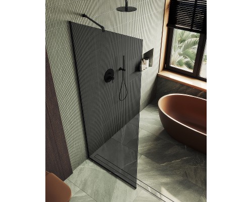 Душевая перегородка Maybah Glass MGD-693-6у 890x1950 в узком профиле Черный стекло графитовое