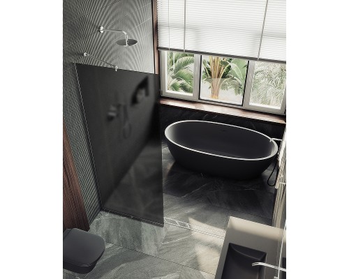 Душевая перегородка Maybah Glass MGD-694-5у 890x1950 в узком профиле Хром матовый стекло графитовое матовое