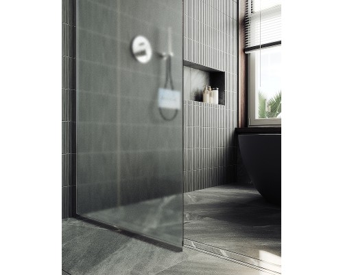 Душевая перегородка Maybah Glass 890x1950 в узком профиле Хром матовый стекло сатиновое