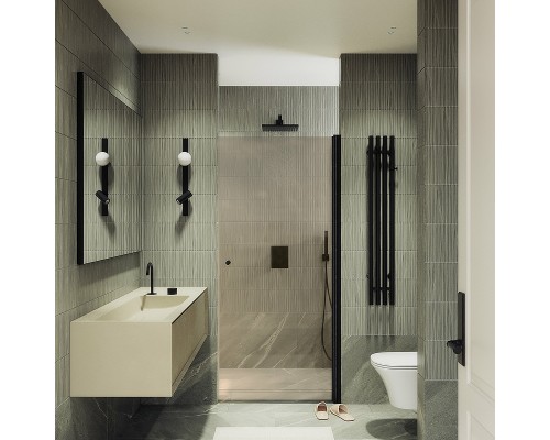 Душевая дверь Maybah Glass MGD-804-6 800x1980 на монопетле Черный стекло бронзовое