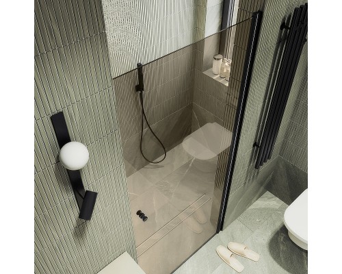 Душевая дверь Maybah Glass MGD-804-6 800x1980 на монопетле Черный стекло бронзовое