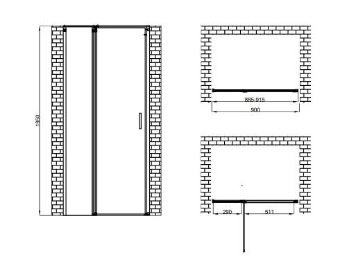 Душевая дверь Berges Legos LS-2 90 062023 профиль Хром стекло прозрачное