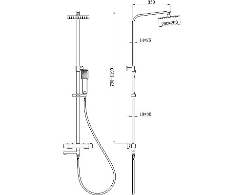 Душевая система beWash BV0TMSS6620 с термостатом Хром