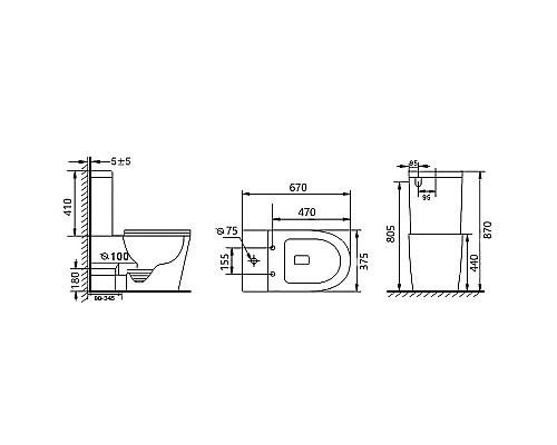 Унитаз компакт beWash Aldo BKBWT101670 Черный матовый с бачком и сиденьем Микролифт