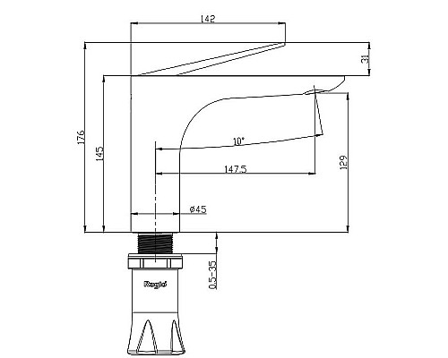 Смеситель для раковины Raglo R21.10.03 Золото матовое