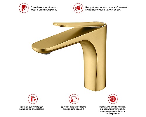 Смеситель для раковины Raglo R21.10.03 Золото матовое