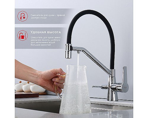 Смеситель для кухни Raglo R80.62 Хром Черный