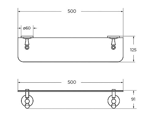 Стеклянная полка Art&Max Antic AM-E-2682AL Хром