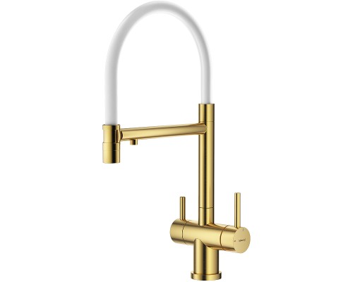 Смеситель для кухни Splenka S70.63.03 Золото матовое Белый