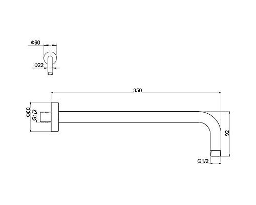 Кронштейн для верхнего душа Aquatek AQ2174MB Черный матовый