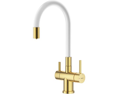 Смеситель для кухни Splenka S70.64.03 Золото матовое Белый