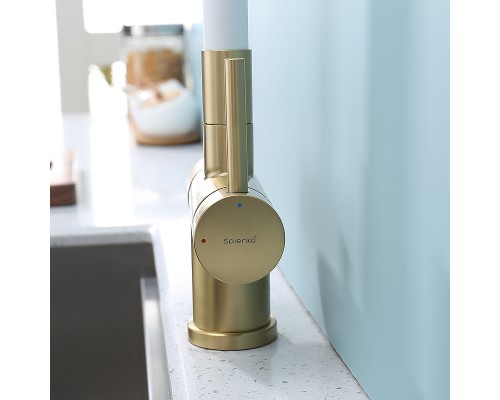 Смеситель для кухни Splenka S70.64.03 Золото матовое Белый