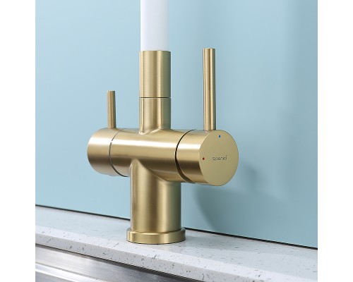 Смеситель для кухни Splenka S70.64.03 Золото матовое Белый