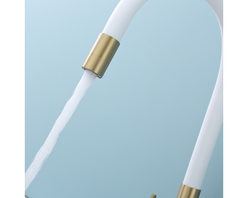 Смеситель для кухни Splenka S70.64.03 Золото матовое Белый