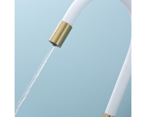 Смеситель для кухни Splenka S70.64.03 Золото матовое Белый