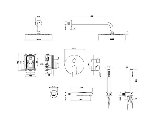 Душевая система Aquatek Бетта AQ1173MB Черная матовая