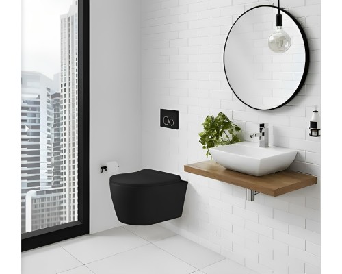 Унитаз Ceruttispa Sella Aria MBF CT10016 подвесной Черный матовый с сиденьем Микролифт