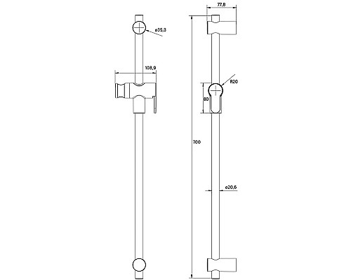 Душевая штанга Iddis Ray RAY70MGi17 Золото матовое