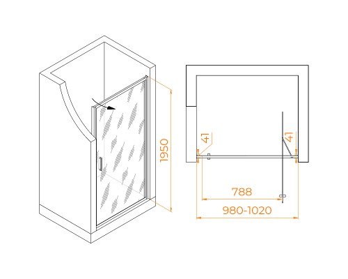 Душевая дверь RGW Stilvoll SV-05Gr 100 70320510-1510 профиль Серый стекло Ribbed
