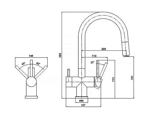 Смеситель для кухни Florentina Клио Fl Ультра 333.13Н.2123.501 Нуар