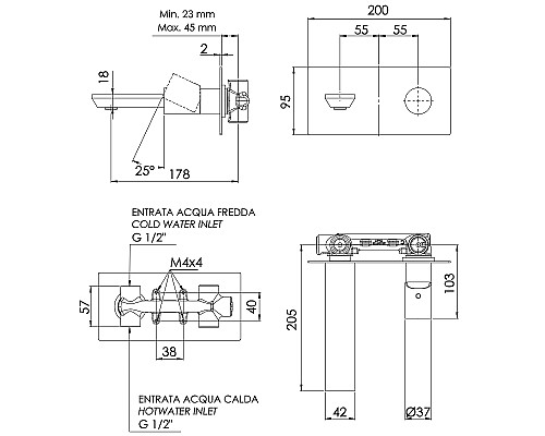 Смеситель для раковины Remer Edge EG515 Хром