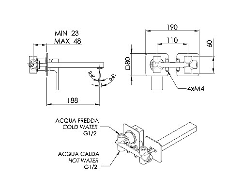 Смеситель для раковины Remer Absolute AU15P Хром