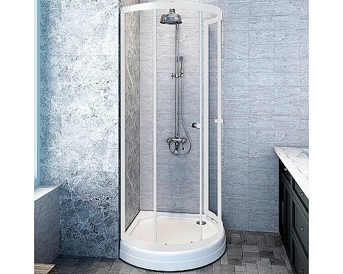 Душевой уголок Radomir Стронг 110x110 1-03-1-0-0-1820 профиль Белый стекло прозрачное