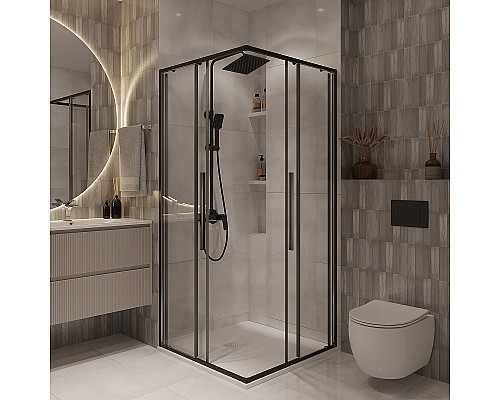 Душевой уголок Niagara Nova 90х90 NG-6823-34BLACK профиль Черный матовый стекло прозрачное
