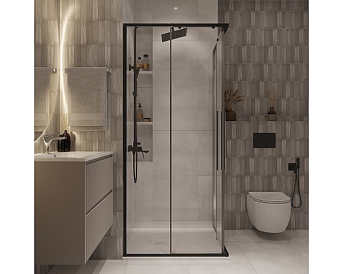 Душевой уголок Niagara Nova 100х100 NG-6824-34BLACK профиль Черный матовый стекло прозрачное