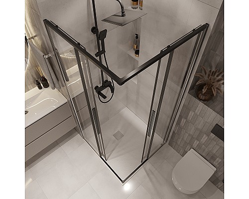 Душевой уголок Niagara Nova 100х100 NG-6824-34BLACK профиль Черный матовый стекло прозрачное