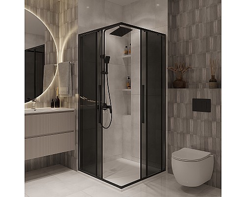 Душевой уголок Niagara Nova 90х90 NG-2823-34BLACK профиль Черный матовый стекло тонированное