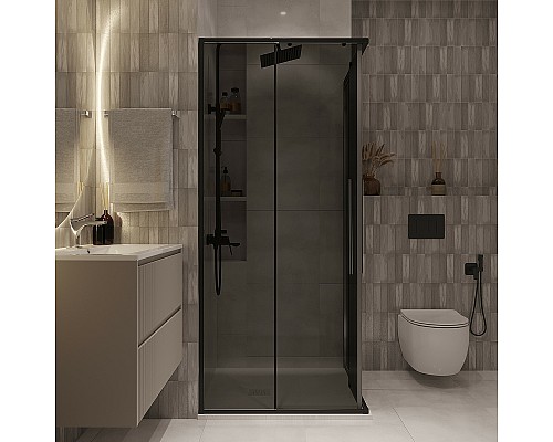 Душевой уголок Niagara Nova 90х90 NG-2823-34BLACK профиль Черный матовый стекло тонированное