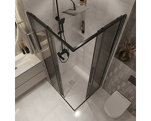 Душевой уголок Niagara Nova 90х90 NG-2823-34BLACK профиль Черный матовый стекло тонированное